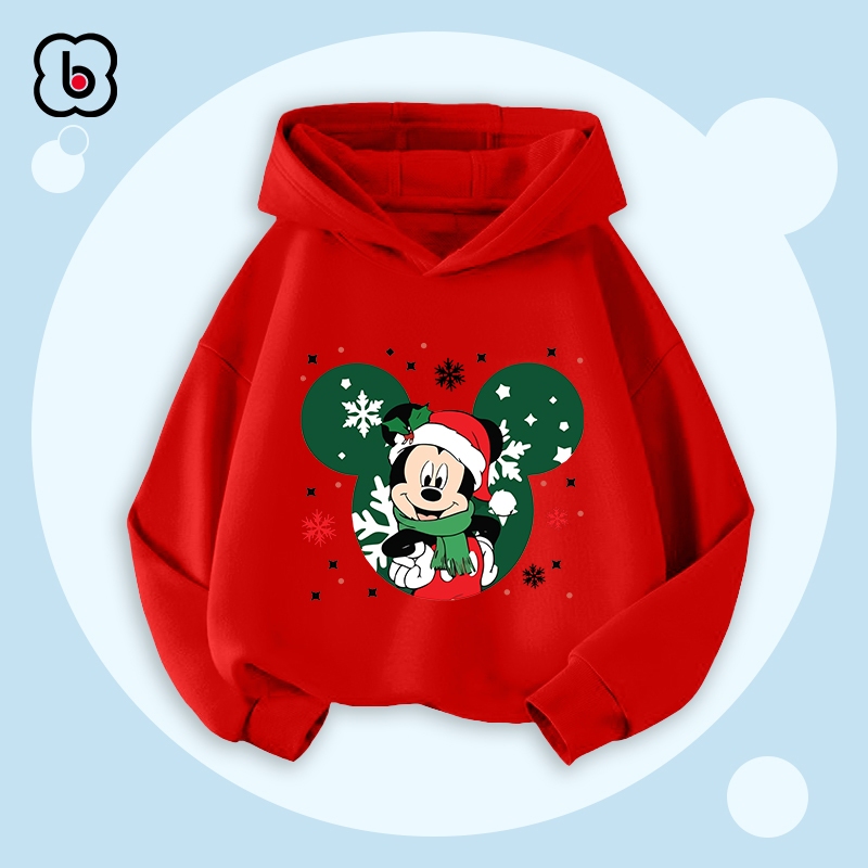 Áo hoodie bé trai bé gái Noel 2024 áo nỉ cho bé có mũ size 10kg đến 35kg in hình độc đáo