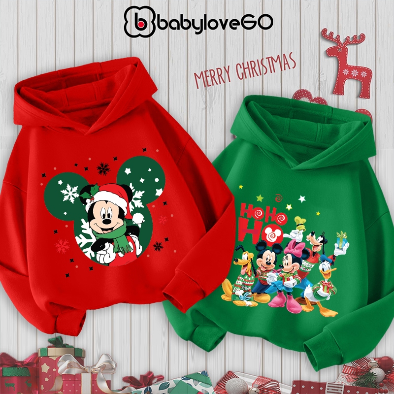 Áo hoodie bé trai bé gái Noel 2024 áo nỉ cho bé có mũ size 10kg đến 35kg in hình độc đáo