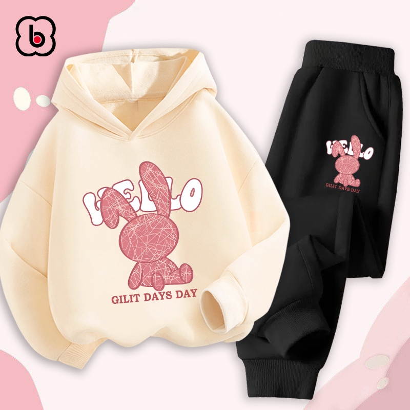 Bộ nỉ cho bé BabyloveGO mẫu mới 2024 đồ bộ thu đông áo hoodie quần thể thao cho bé HT-RB62