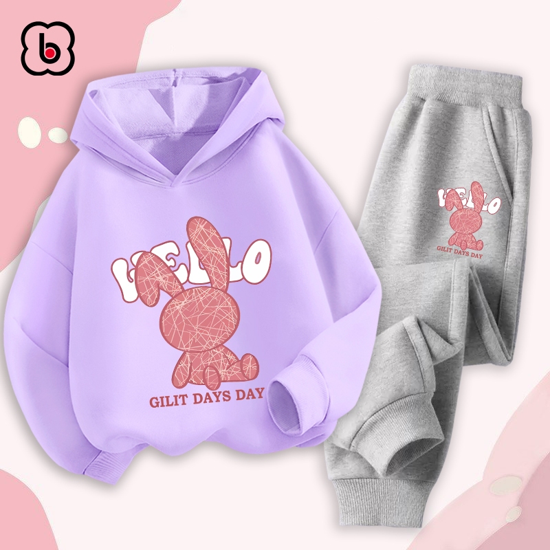 Bộ nỉ cho bé BabyloveGO mẫu mới 2024 đồ bộ thu đông áo hoodie quần thể thao cho bé HT-RB62