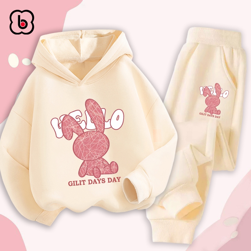 Bộ nỉ cho bé BabyloveGO mẫu mới 2024 đồ bộ thu đông áo hoodie quần thể thao cho bé HT-RB62