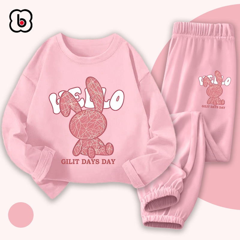 Bộ thu đông dài tay cho bé gái BabyloveGO 2024 đồ bộ cho bé chất thun cotton mềm mịn thoáng mát BDRB62