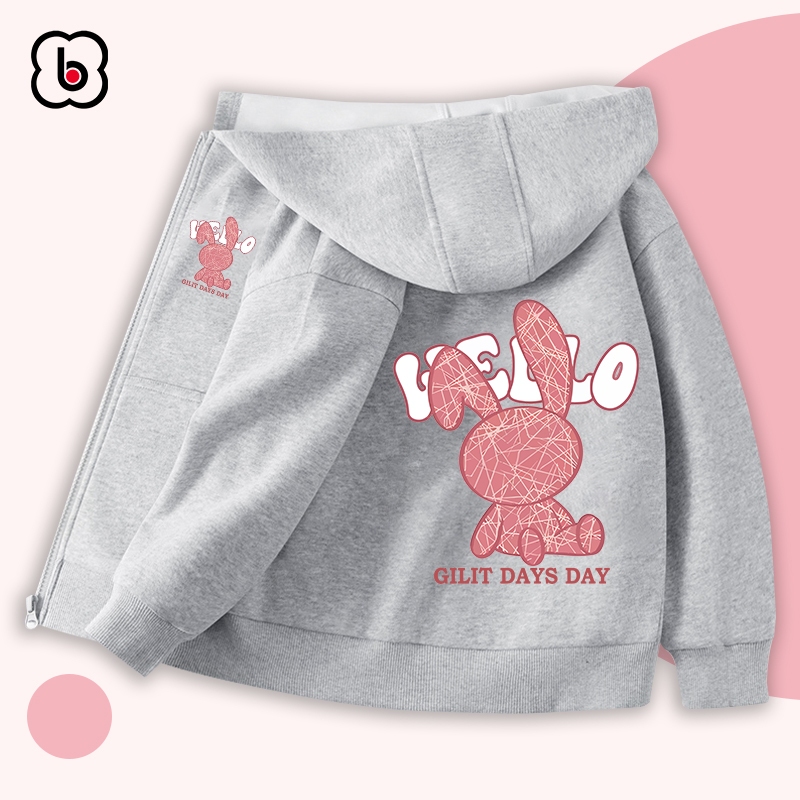 Áo khoác nỉ bông cho bé BabyloveGO 2024 áo hoodie in hình độc đáo có mũ và khóa kéo tiện dụng AK-RB62