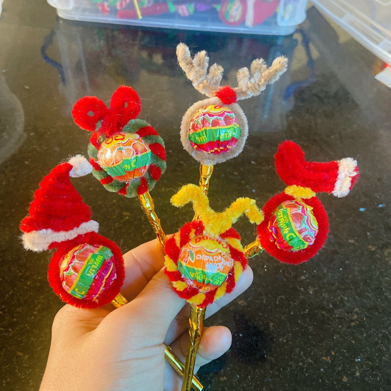 Hoa kẹo mút kẽm nhung tặng quà giáng sinh, noel