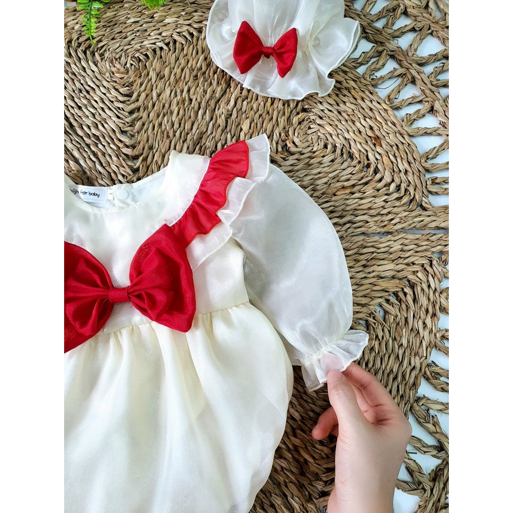 Body váy trắng bé gái dễ thương 🍓[𝐓𝐀̣̆𝐍𝐆 𝐊𝐄̀𝐌 mũ+ giày vải🍓 Su Shop- body thiết kế sinh nhật thôi nôi cho bé