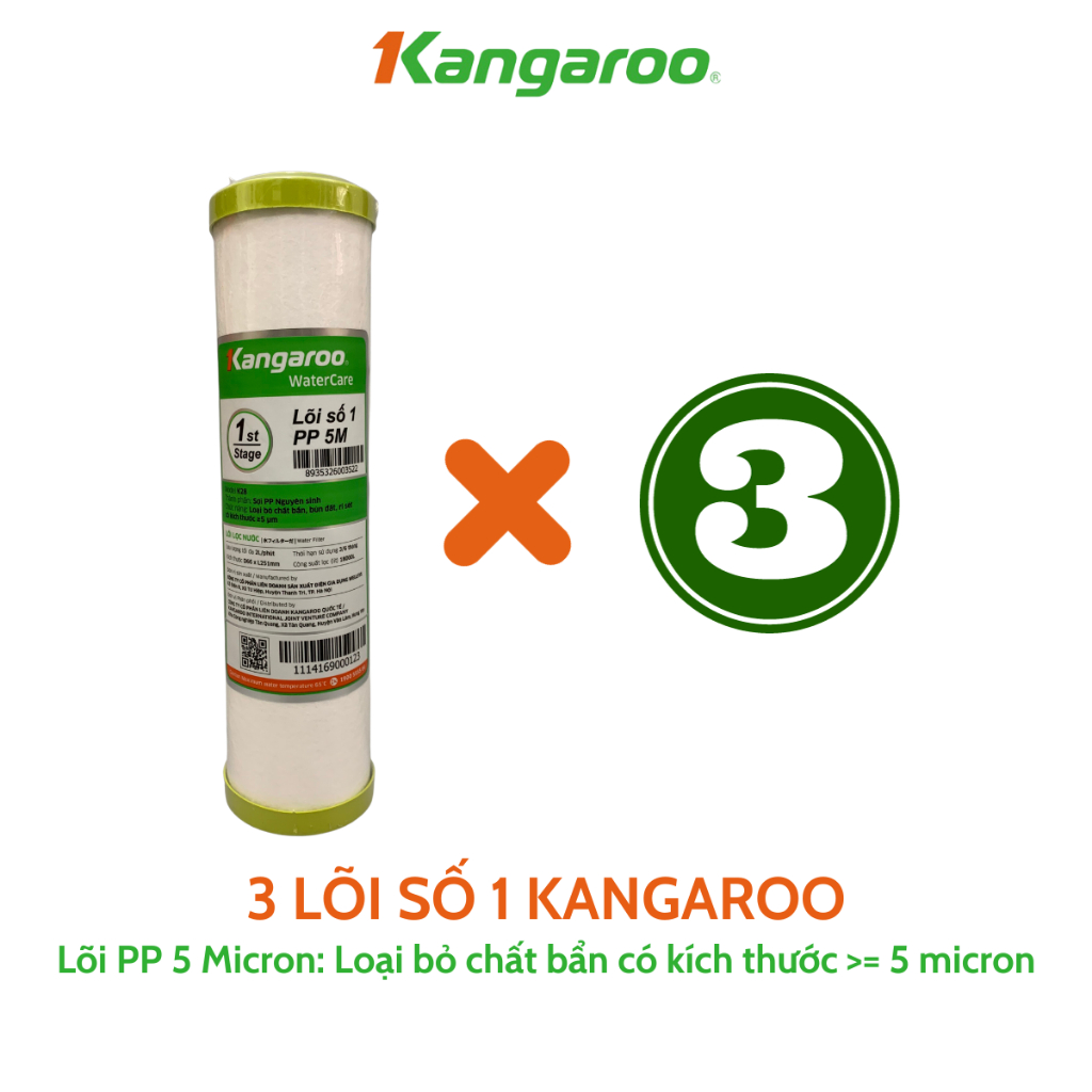 Combo 3 Lõi Số 1 (KHÔNG PHẢI COMBO 123) PP 5 Micron Kangaroo Chính Hãng