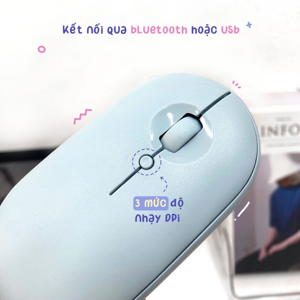 [Wireless Mouse] Chuột Máy Tính Không Dây Bluetooth Kết Nối Kép Nhiều Màu