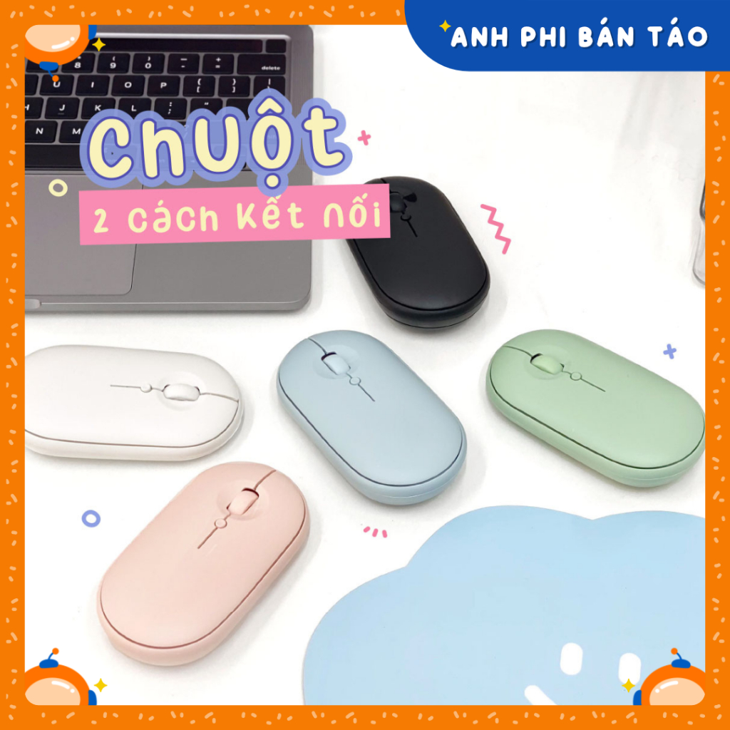 [Wireless Mouse] Chuột Máy Tính Không Dây Bluetooth Kết Nối Kép Nhiều Màu