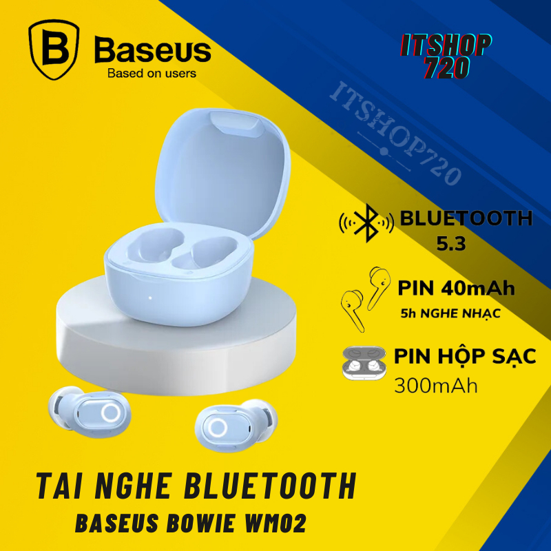 Tai nghe nhét tai không dây BASEUS WM02 bluetooth 5.3 TWS chống ồn Dùng Cho IOS Android