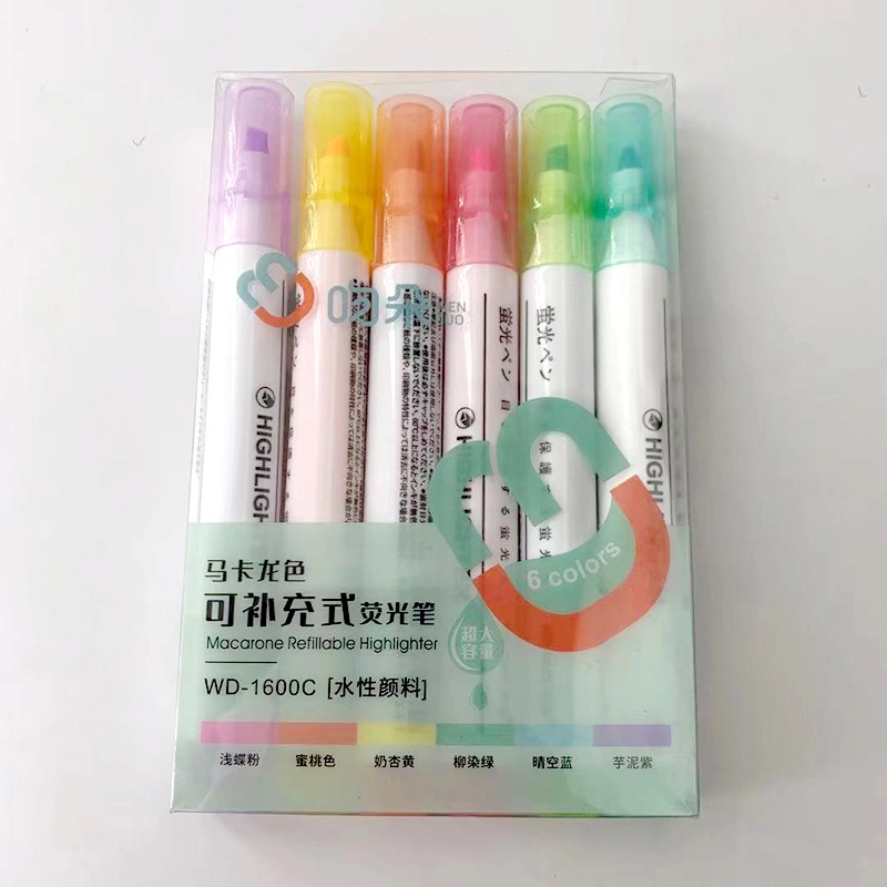Bút dạ quang 6 màu highlight pastel, bút đánh dấu nhớ dòng cute nhiều màu marker dễ thương DD01