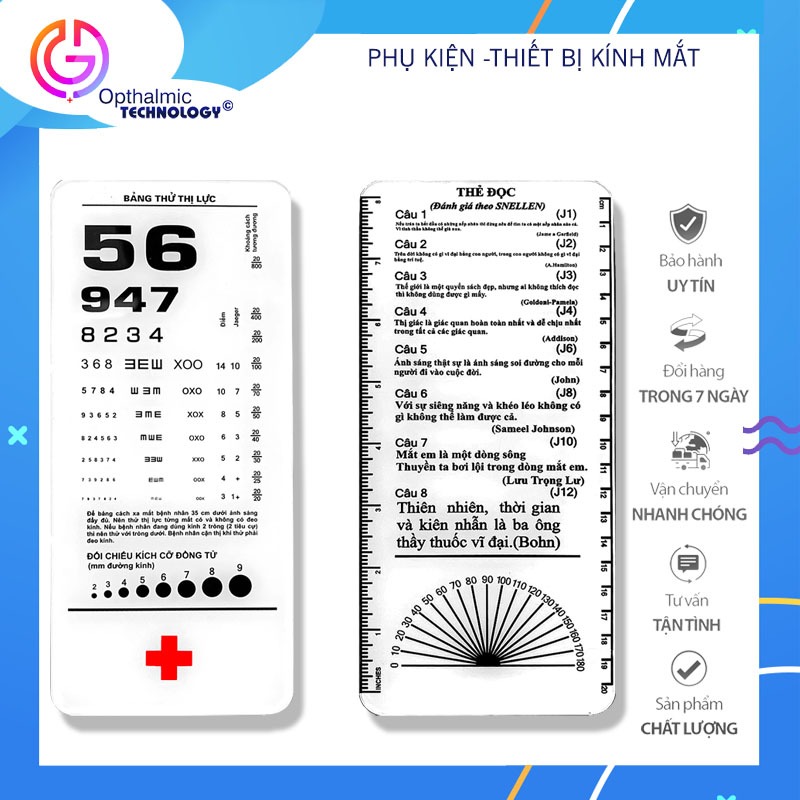 BẢNG KIỂM TRA THỊ LỰC NHÌN GẦN MINI