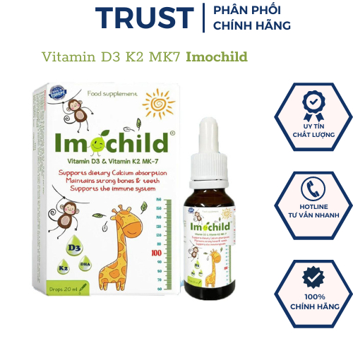 IMOCHILD D3K2 MK7 DHA - Giúp bổ sung Vitamin d3k2 mk7 và DHA, Giúp bé phát triển chiều cao, trí não
