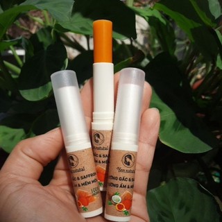 Son dưỡng môi gấc và saffron, dưỡng hồng xóa thâm môi son dưỡng gấc tự làm 100% organic.