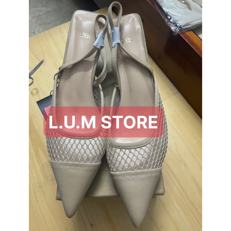 Giày cao gót zara 5 phân xuất dư thiết kế lưới mũi nhọn