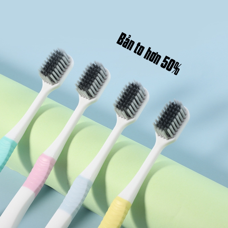 Bàn chải đánh răng Bamboo Big Size Sợi tre than hoạt tính Minh House, lông mềm, đầu to