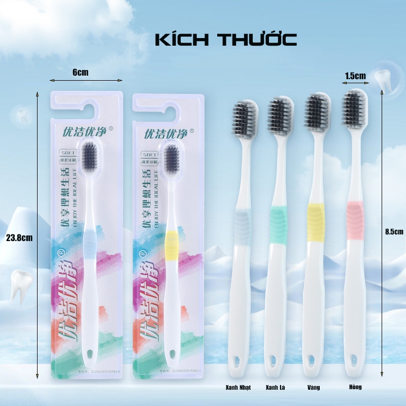 Bàn chải đánh răng Bamboo Big Size Sợi tre than hoạt tính Minh House, lông mềm, đầu to