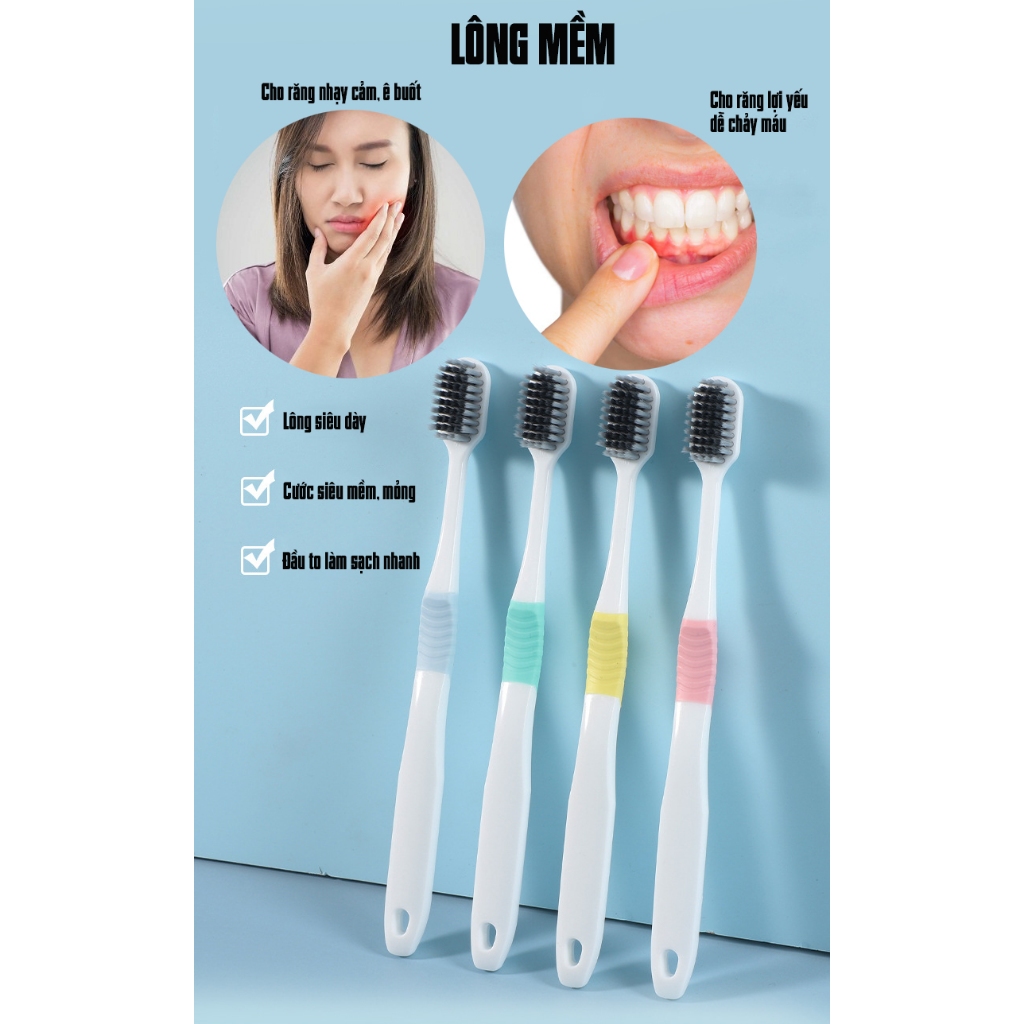 Bàn chải đánh răng Bamboo Big Size Sợi tre than hoạt tính Minh House, lông mềm, đầu to