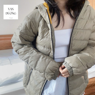 Áo phao lông vũ Unisex Nam nữ Chính hãng Môn /clerr form rộng dày dặn có nón gắn liền thời trang thu đông