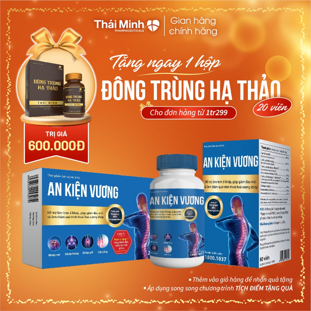 An Kiện Vương Thái Minh - Hỗ trợ giảm đau, chống viêm và phục hồi sụn khớp - Hộp 20 viên & Lọ 80 viên