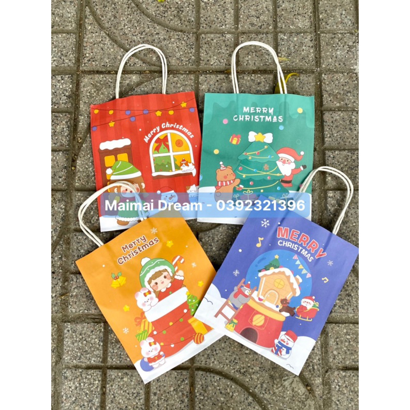 Túi giấy Noel, túi xách đựng quà Noel bằng giấy, túi xách đựng quà Giáng sinh