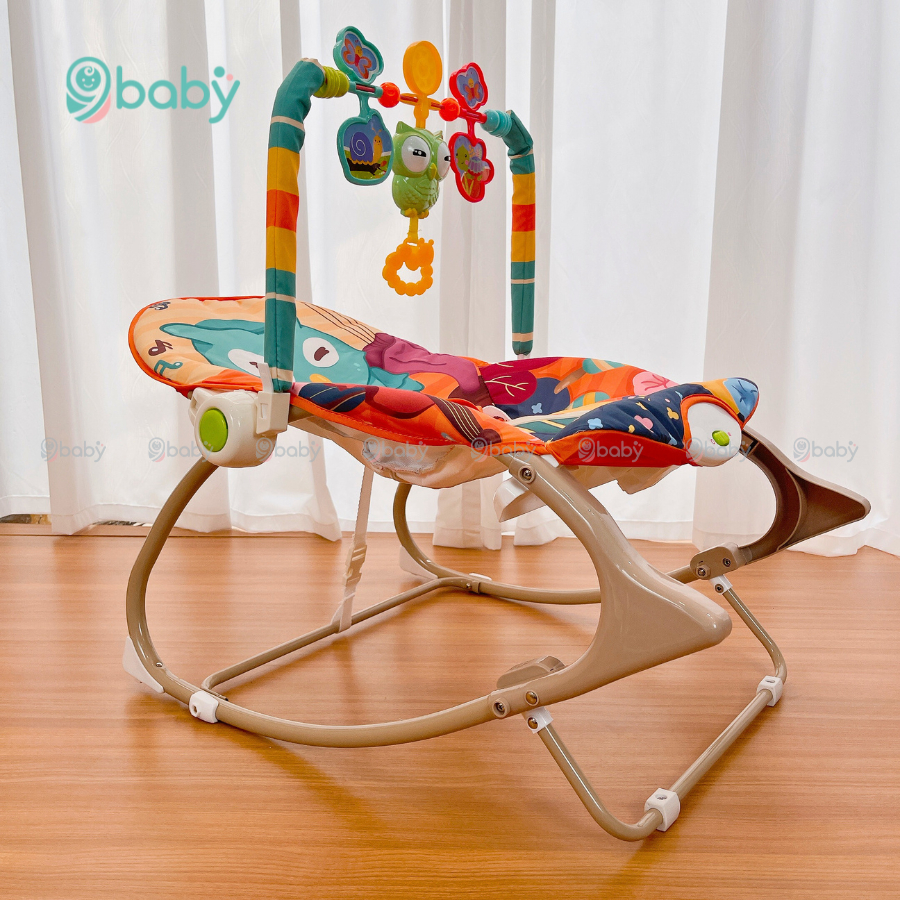 Ghế rung cho bé có nhạc và đồ chơi treo - Bảo hành 12 tháng