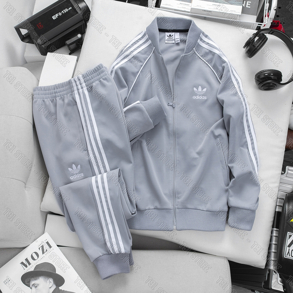 Bộ Quần Áo Adidas Màu Ghi Xám Thu Đông Bản New Chất lượng Vải nỉ Ấm áp , bộ thể thao cổ tròn bo gấu thời trang giới trẻ