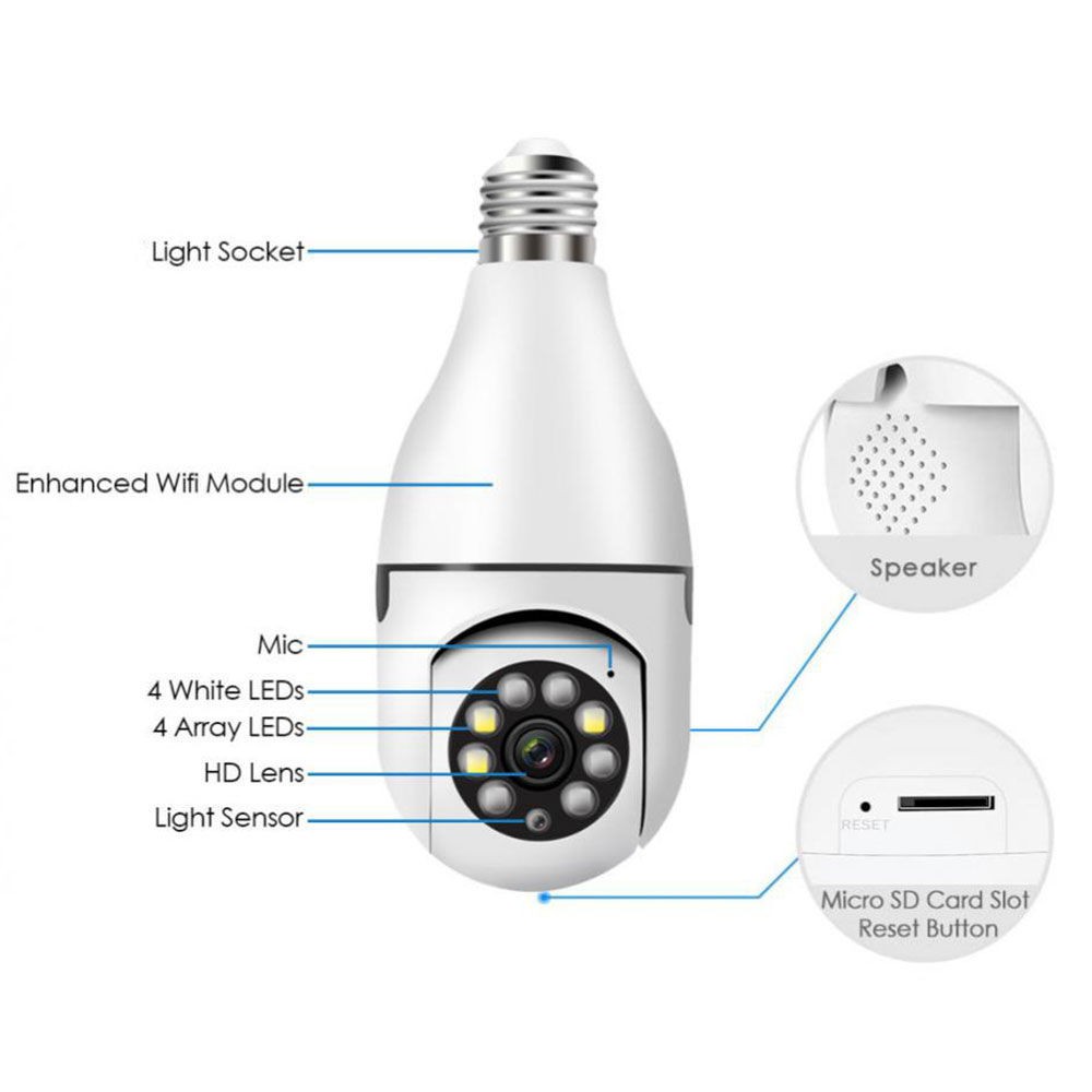 Camera Yoosee Wifi Yoosee 8 LED Đuôi Bóng Đèn Xoay 360 Độ 5.0Mps - 1080P CÓ BẢO HÀNH