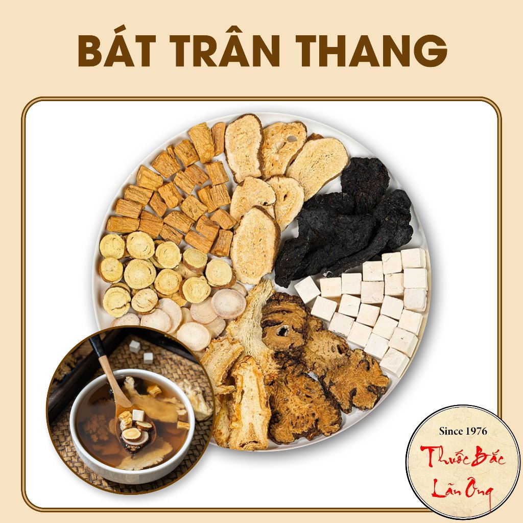 Bát trân thang (Đương quy, thục địa, xuyên khung, bạch truật, bạch linh, cam thảo, đẳng sâm, bạch thược)