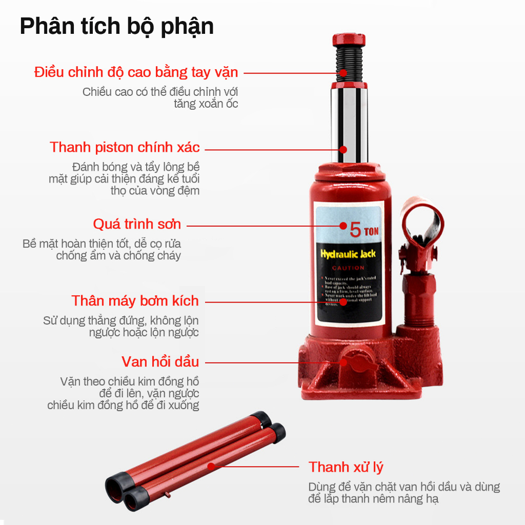 Kích thủy lực ô tô loại kích 2tấn5 tấn8 tấn10 tấn, con đội thủy lực có van an toàn, kích thủy lực nâng ô tô công nghiệp