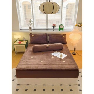 Set ga gối nỉ nhung Gấu Trần bông cao cấp loại 1, phiên bản dành cho mùa đông tặng kèm vỏ ôm gấu Teddy Bear