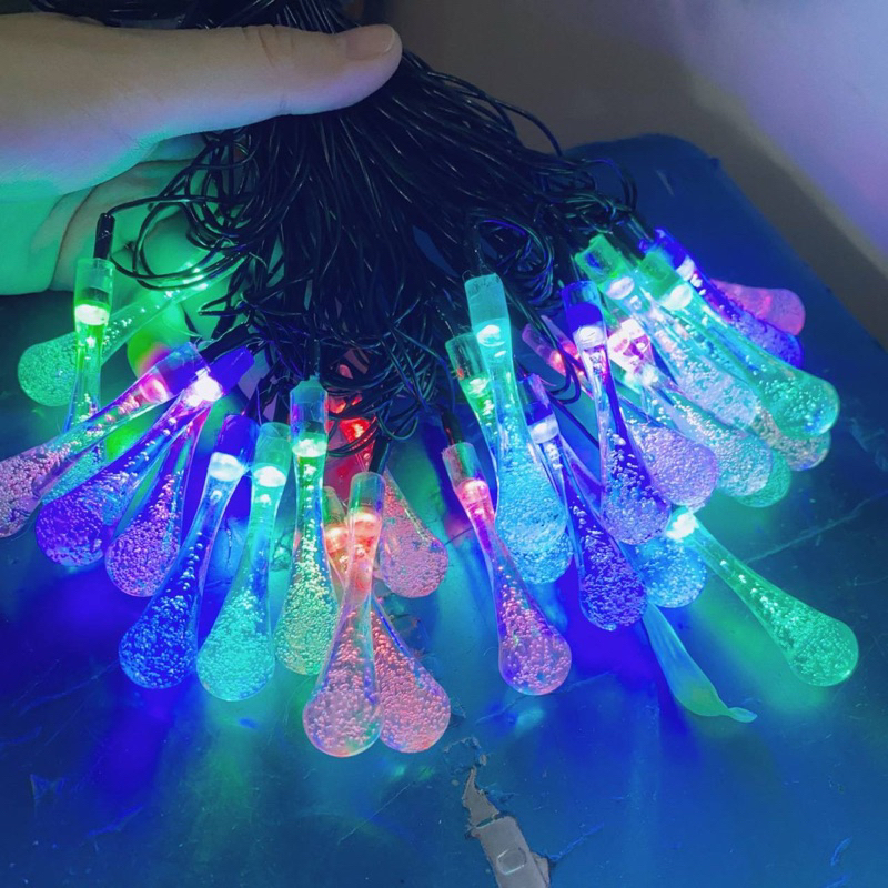 Sỉ 23k -10 mét -Dây đèn led quả giọt nước pha lê 10 mét  cắm điện trang trí ngoài trời, trang trí nhà cửa cây thông noel