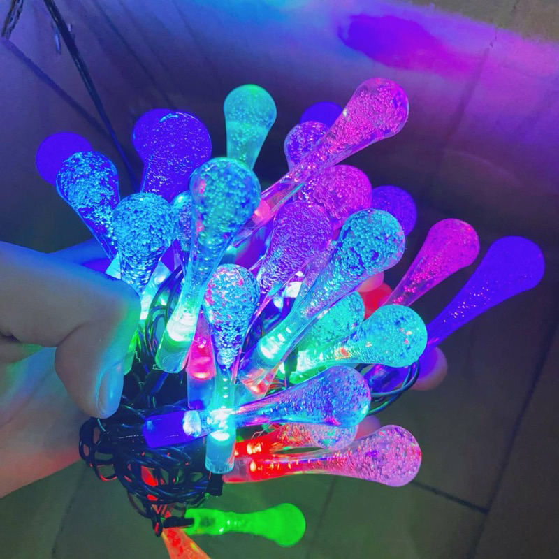 Sỉ 23k -10 mét -Dây đèn led quả giọt nước pha lê 10 mét  cắm điện trang trí ngoài trời, trang trí nhà cửa cây thông noel