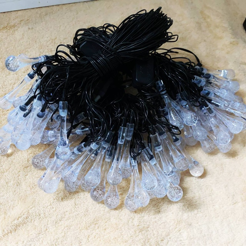 Sỉ 23k -10 mét -Dây đèn led quả giọt nước pha lê 10 mét  cắm điện trang trí ngoài trời, trang trí nhà cửa cây thông noel