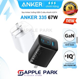Củ Sạc Anker A2674 67W GaN II 3 Cổng A2325 65W 2 Cổng,hỗ trợ IQ/PD/PPS,Bảo Hành 12T