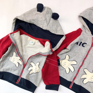 Áo khoác nỉ lót bông có nón BTBG unisex Mickey