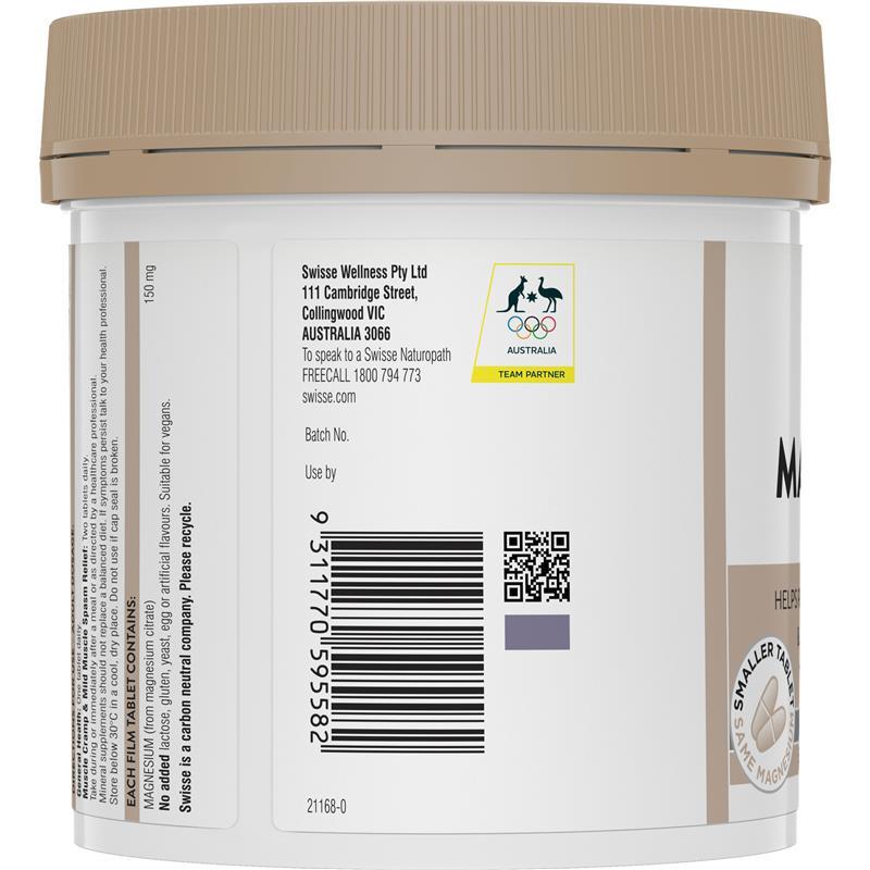 Swisse Ultiboost Magnesium Viên Uống Bổ Sung Magie Tăng Cường Cơ Bắp Giảm Căng Thẳng Duy Trì Năng Lượng