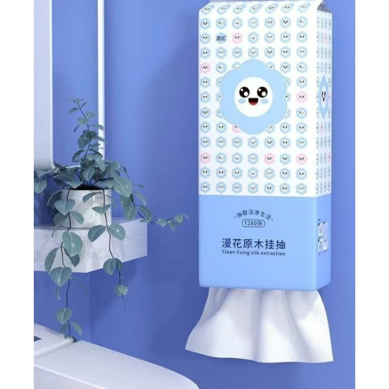 [1280 Tờ]Khăn Giấy Treo Tường Dạng Rút 1280 Tờ 4 Lớp 17.5x15.6cm