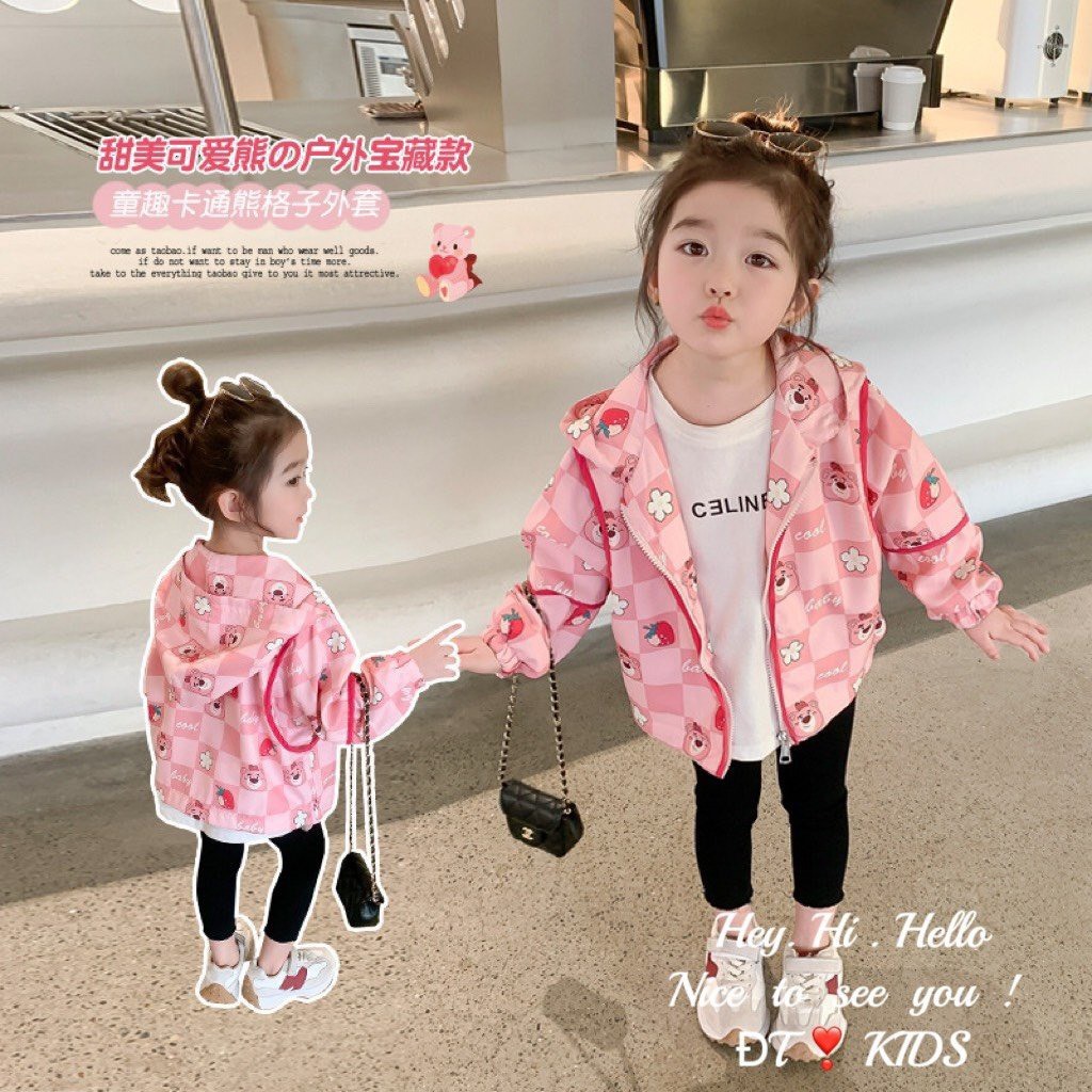 ÁO KHOÁC GIÓ CHO BÉ GÁI SIZE 8-28KG(GIOGAU)