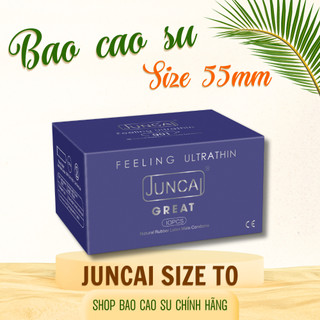 Bao cao su Size to 55mm Siêu mỏng 0.01 Juncai Great Hương dâu Nhiều gel bôi trơn Mát lạnh - Hộp 10 bcs
