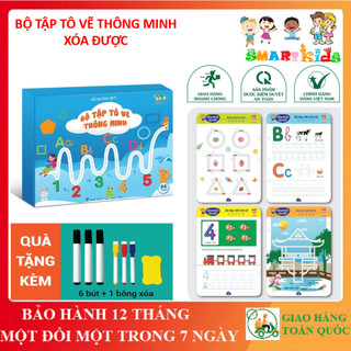 Bộ Tập Tô Vẽ Thông Minh Xóa Được 64 Trang - Tặng kèm: 6 bút dạ + 1 mút xóa bọt biển