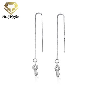 Bông tai bạc Ý 925 Huệ Ngân - Chìa khóa trái tim dáng dài RYE140981
