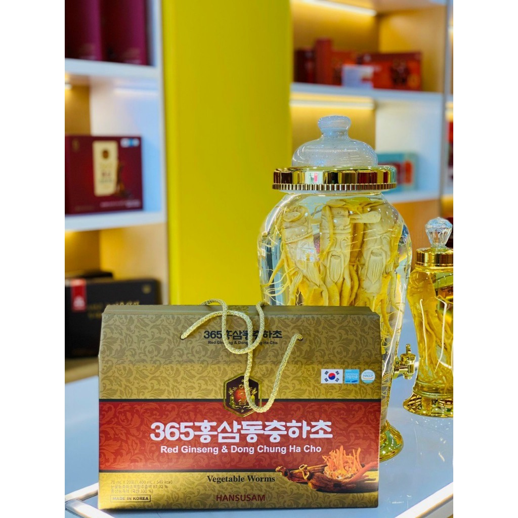 Nước Hồng Sâm Đông Trùng Hạ Thảo 365 Hansusam Hàn Quốc, Hộp 20 Gói x 70ml