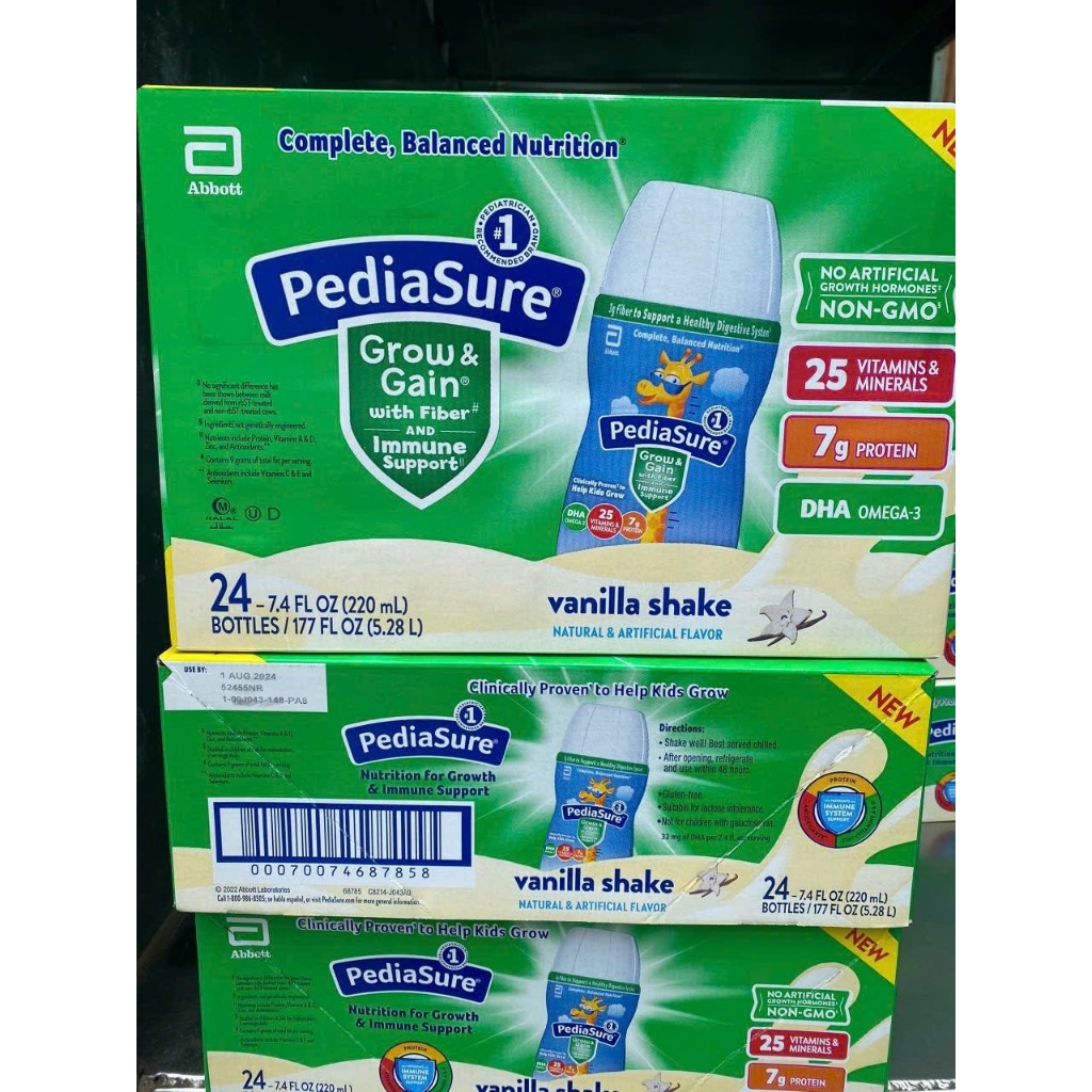 DATE 2024 THÙNG 24 CHAI SỮA PEDIASURE GROW&GAIN WITH FIBER HƯƠNG VANILLA 237ML
