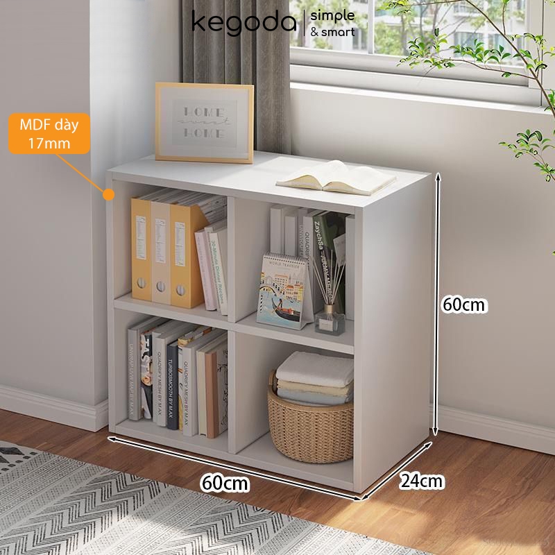 Kệ Sách Gỗ Tổ Ong 4 Ô 60x60x24cm KGD32 Thương Hiệu KEGODA