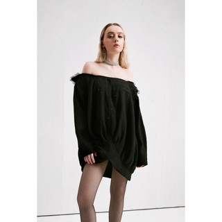 Aimee - Áo Bẹt Vai Đen Vải Bố Lấp Lánh