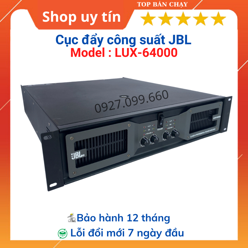 Cục đẩy công suất 4 kênh thương hiệu JBL LUX-64000, mẫu mới 2024  chuyên dùng gia đình,phòng trà,quán ăn...