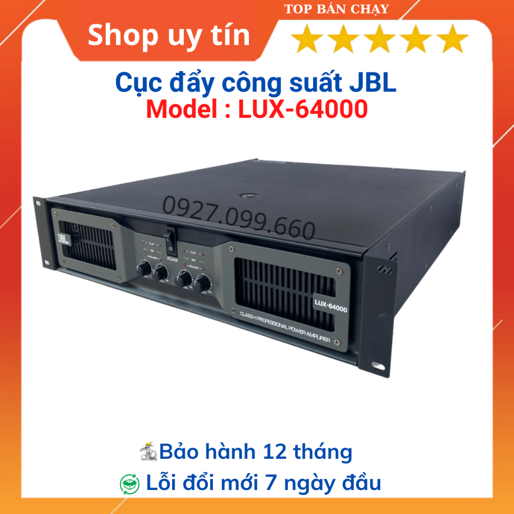 Cục đẩy công suất 4 kênh thương hiệu JBL LUX-64000, mẫu mới 2024  chuyên dùng gia đình,phòng trà,quán ăn...
