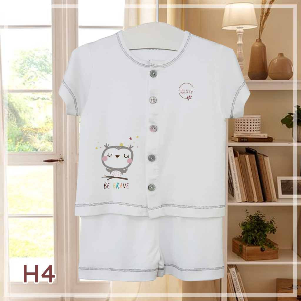 Bộ quần áo cộc tay cài thẳng Luxry cho bé từ 0 đến 3 tuổi