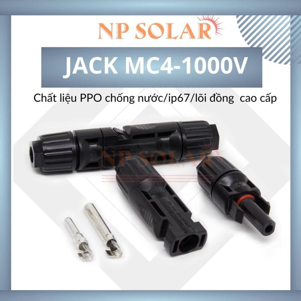 Đầu nối, cút nối MC4 1000V jack kết nối tấm pin năng lượng mặt trời cao cấp IP67 chống nước, độ dẫn 