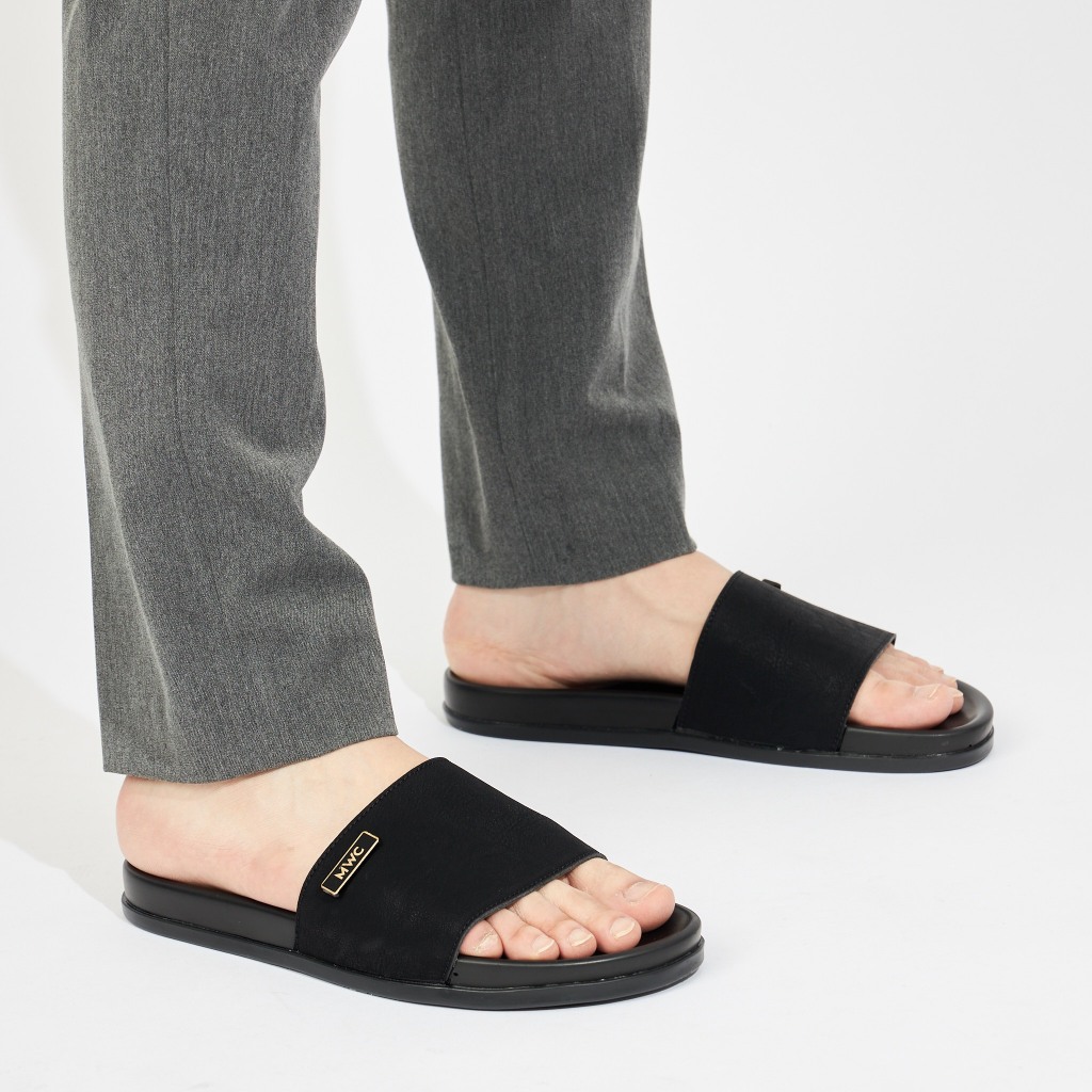 Dép Nam MWC 7829 - Dép Nam Chất Liệu Da Trơn Phối Khoá Kim Loại Basic